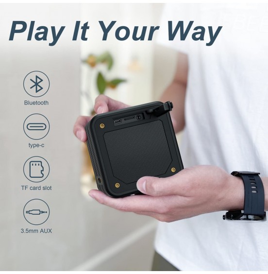 BOGASING M10 Portable Bluetooth Speaker, IPX7 Waterproof, 15W Loud Sound &amp; Subwoofer, Bluetooth 5.0 Wireless Dual Pairing, 24H Playtime, for Outdoor Sport (Black)