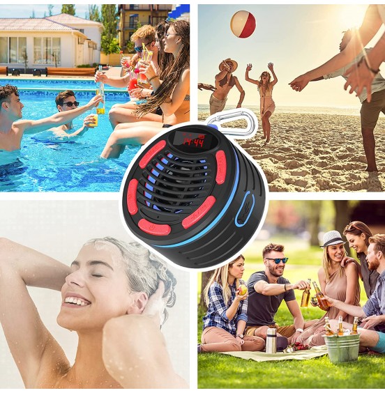 IPX7 Waterproof Shower Bluetooth Speaker BassPal Portable Wireless Outdoor Bluetooth Speaker for Shower Beach Pool Outdoors Party Travel Hiking, Bluetooth Speaker with Suction Cup LED and FM Radio IPX7 Waterproof Shower Bluetooth Speaker BassPal Portable Wireless Outdoor Bluetooth Speaker for Shower Beach Pool Outdoors Party Travel Hiking, Bluetooth Speaker with Suction Cup LED and FM Radio